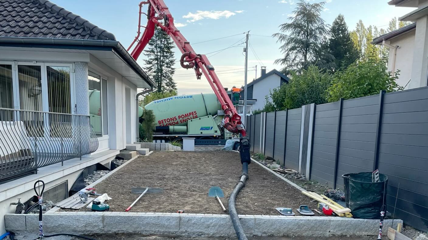 Chantier de béton imprimé en préparation